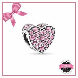 Pink Dazzling Heart Charm - Retired